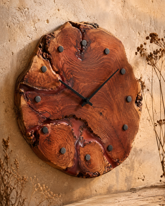Đồng hồ gỗ resin terracotta